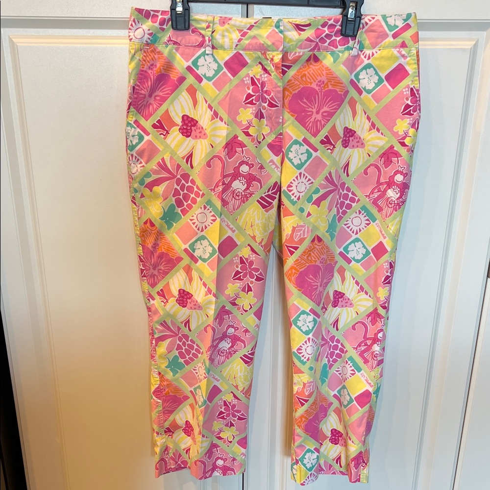 Lilly Pulitzer Capri Pants Patchwork Tropical Flo… - image 1